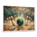Green Bowling Ball Full Strike I - Bowling Canvas Wall Art