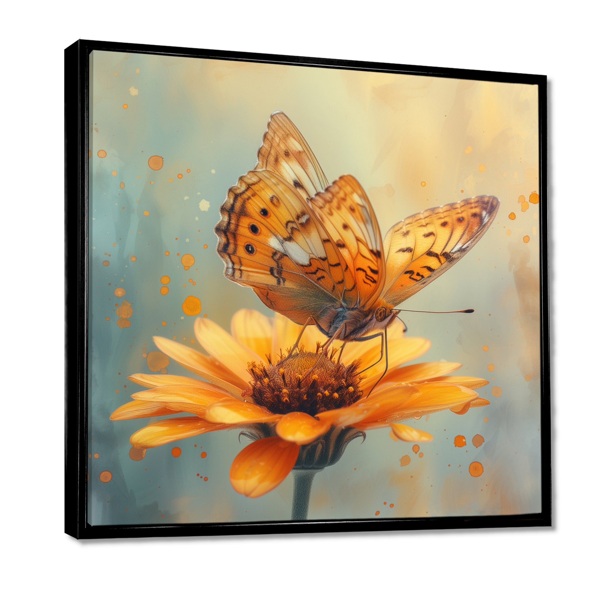 Vintage yellow Butterfly on daisy - Butterfly Wall Art Prints