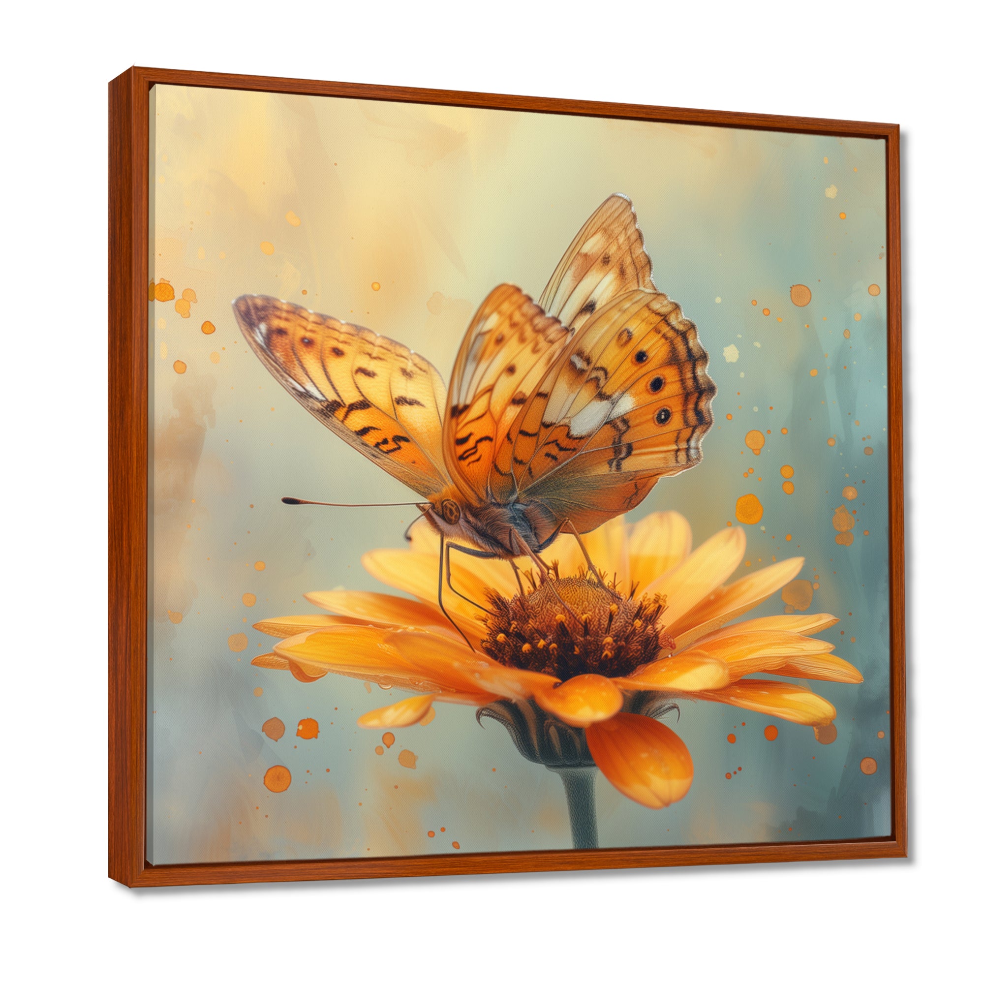 Vintage yellow Butterfly on daisy - Butterfly Wall Art Prints