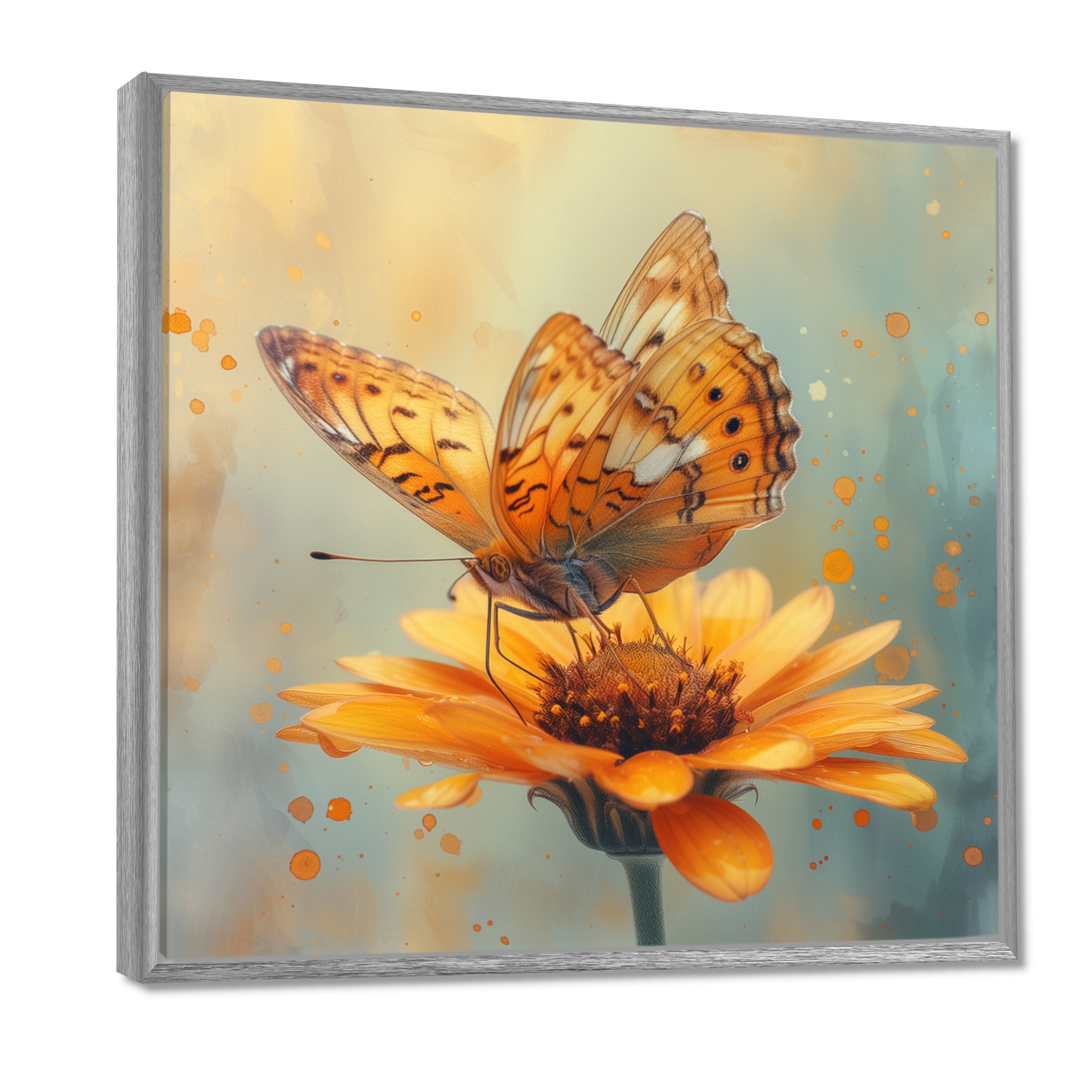 Vintage yellow Butterfly on daisy - Butterfly Wall Art Prints