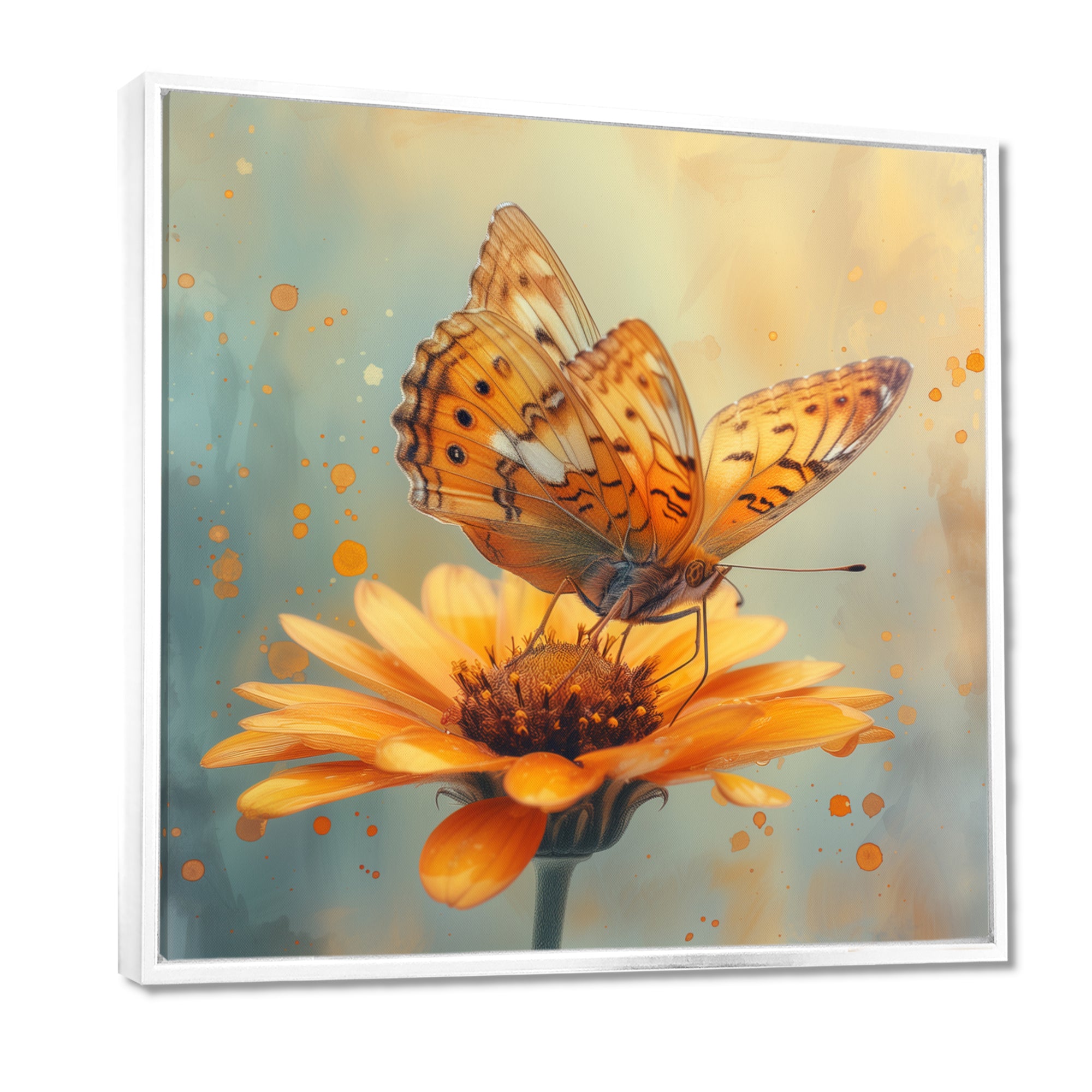 Vintage yellow Butterfly on daisy - Butterfly Wall Art Prints