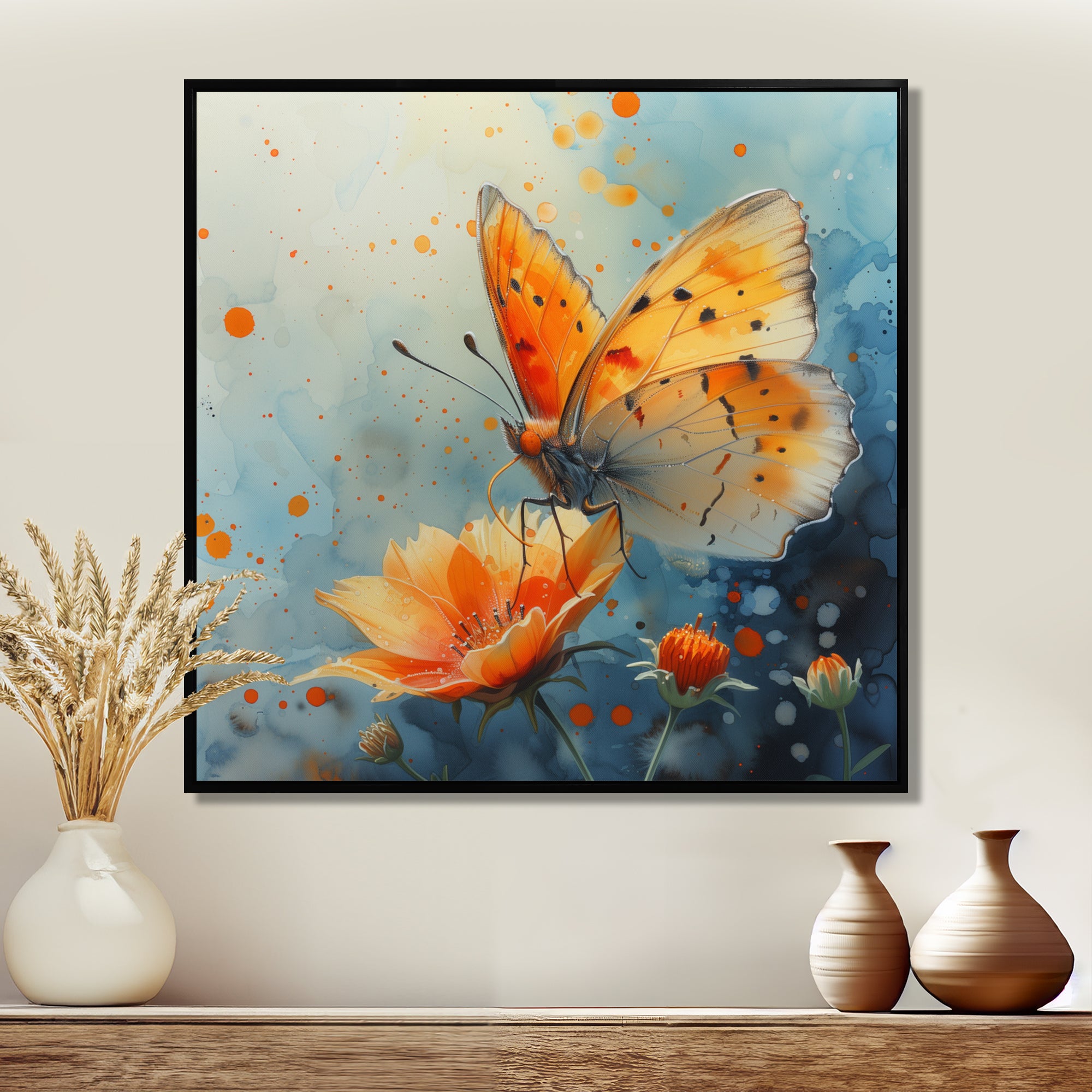 Vintage yellow Butterfly on summer flower - Butterfly Wall Art Prints
