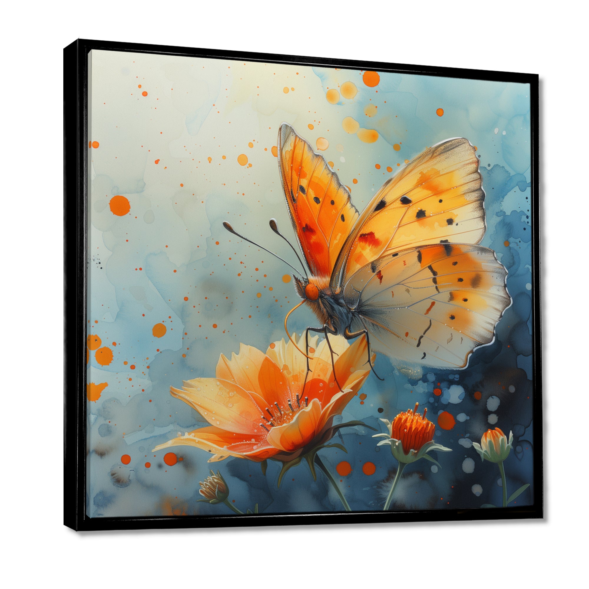 Vintage yellow Butterfly on summer flower - Butterfly Wall Art Prints