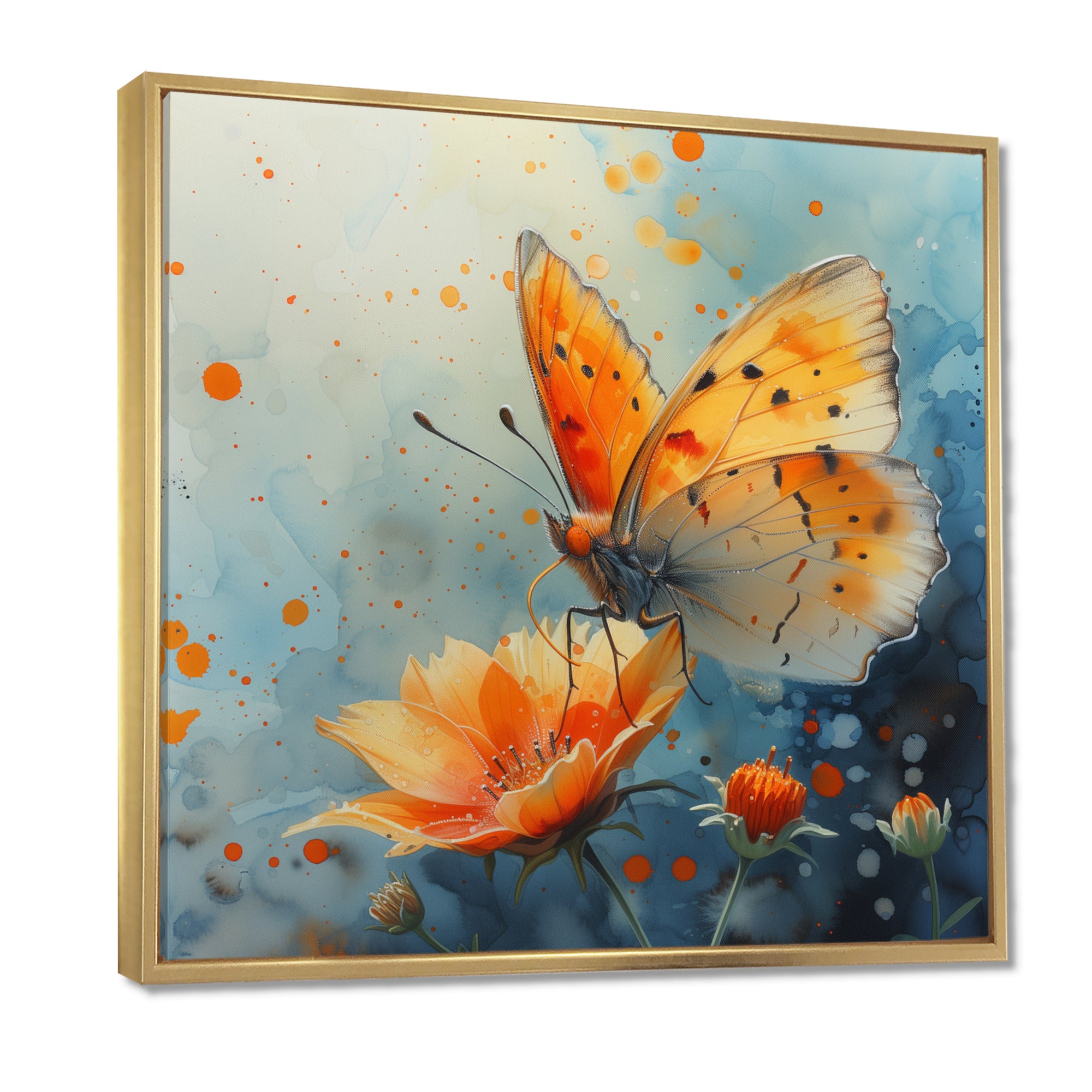 Vintage yellow Butterfly on summer flower - Butterfly Wall Art Prints