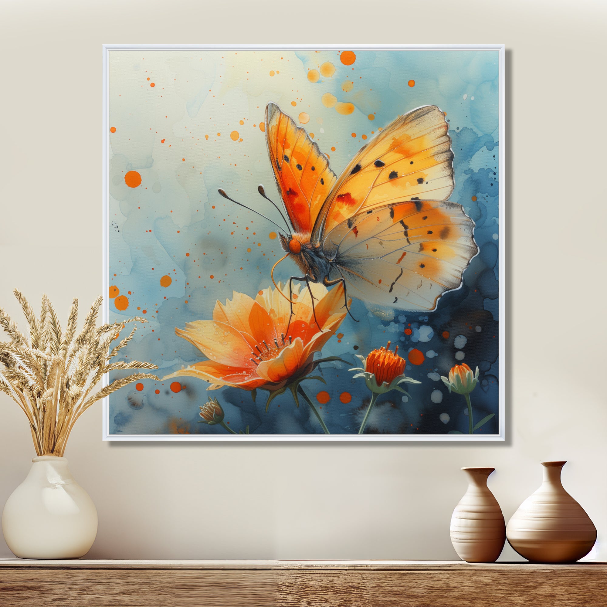 Vintage yellow Butterfly on summer flower - Butterfly Wall Art Prints
