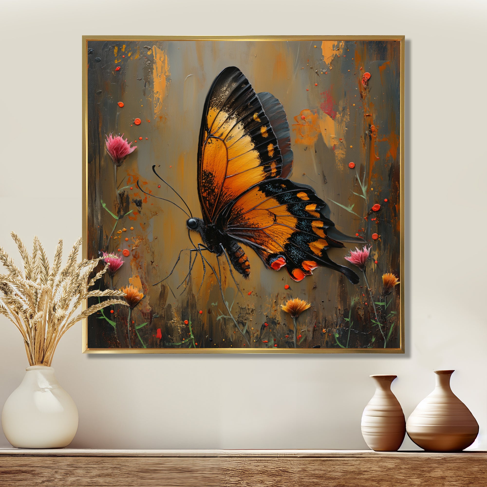 Vintage yellow and black Butterfly gardens - Yellow Butterfly Wall Art