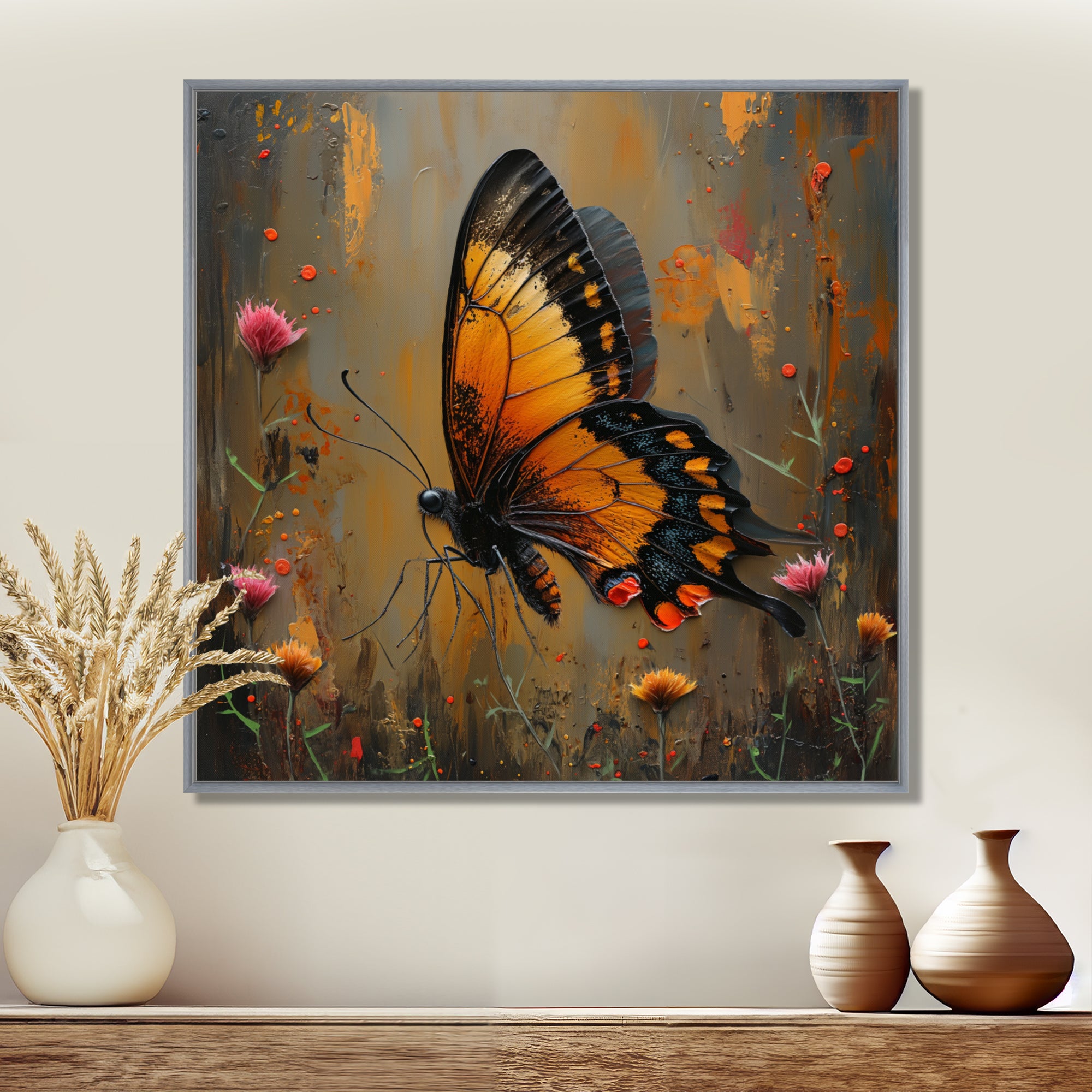 Vintage yellow and black Butterfly gardens - Yellow Butterfly Wall Art