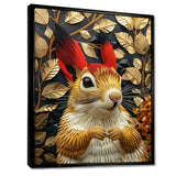 Red gold Squirrel Art deco portrait - Squirrel Large Canvas Wall Art