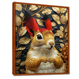 Red gold Squirrel Art deco portrait - Squirrel Large Canvas Wall Art