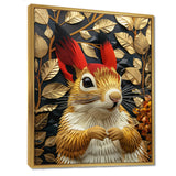 Red gold Squirrel Art deco portrait - Squirrel Large Canvas Wall Art