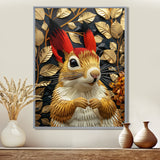 Red gold Squirrel Art deco portrait - Squirrel Large Canvas Wall Art