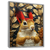 Red gold Squirrel Art deco portrait - Squirrel Large Canvas Wall Art