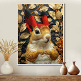 Red gold Squirrel Art deco portrait - Squirrel Large Canvas Wall Art
