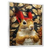 Red gold Squirrel Art deco portrait - Squirrel Large Canvas Wall Art