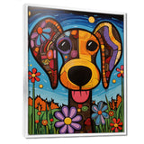 Geometric multicolor flower dog portrait - Dog Canvas Wall Art