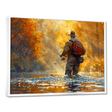 Autumn River Fishing - Hunting & Fishing Canvas Wall Art