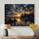 Fishing Under The Starry Night Sky - Hunting & Fishing Canvas Wall Art