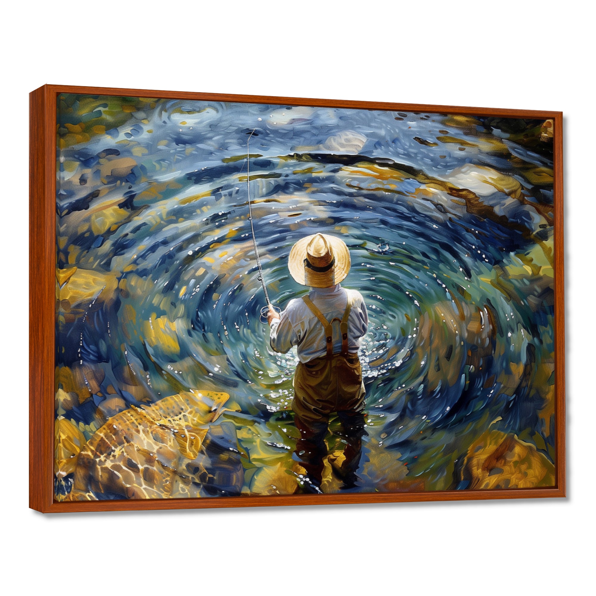 River Trout Fishing In The Mountains I - Hunting & Fishing Canvas Wall Art