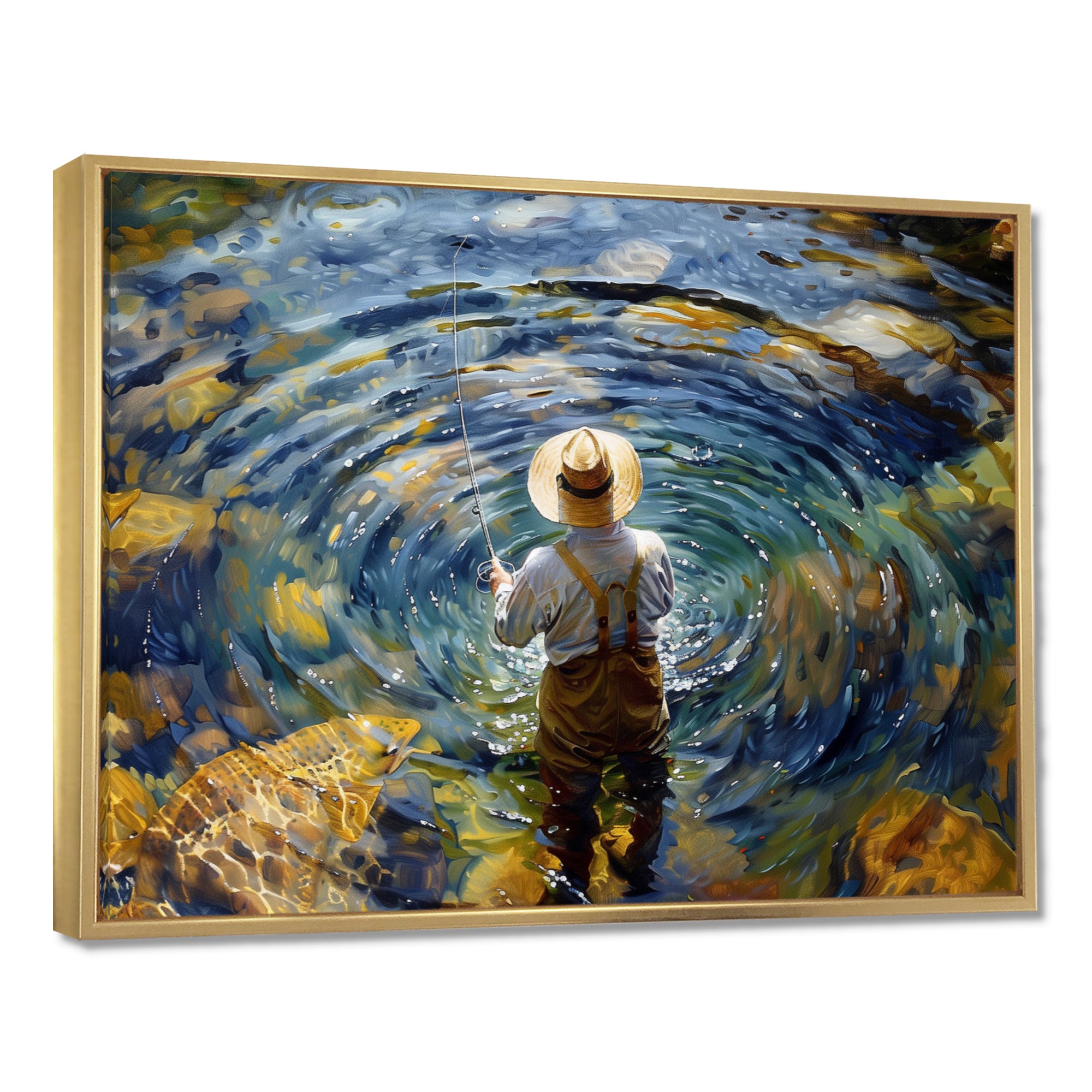 River Trout Fishing In The Mountains I - Hunting & Fishing Canvas Wall Art