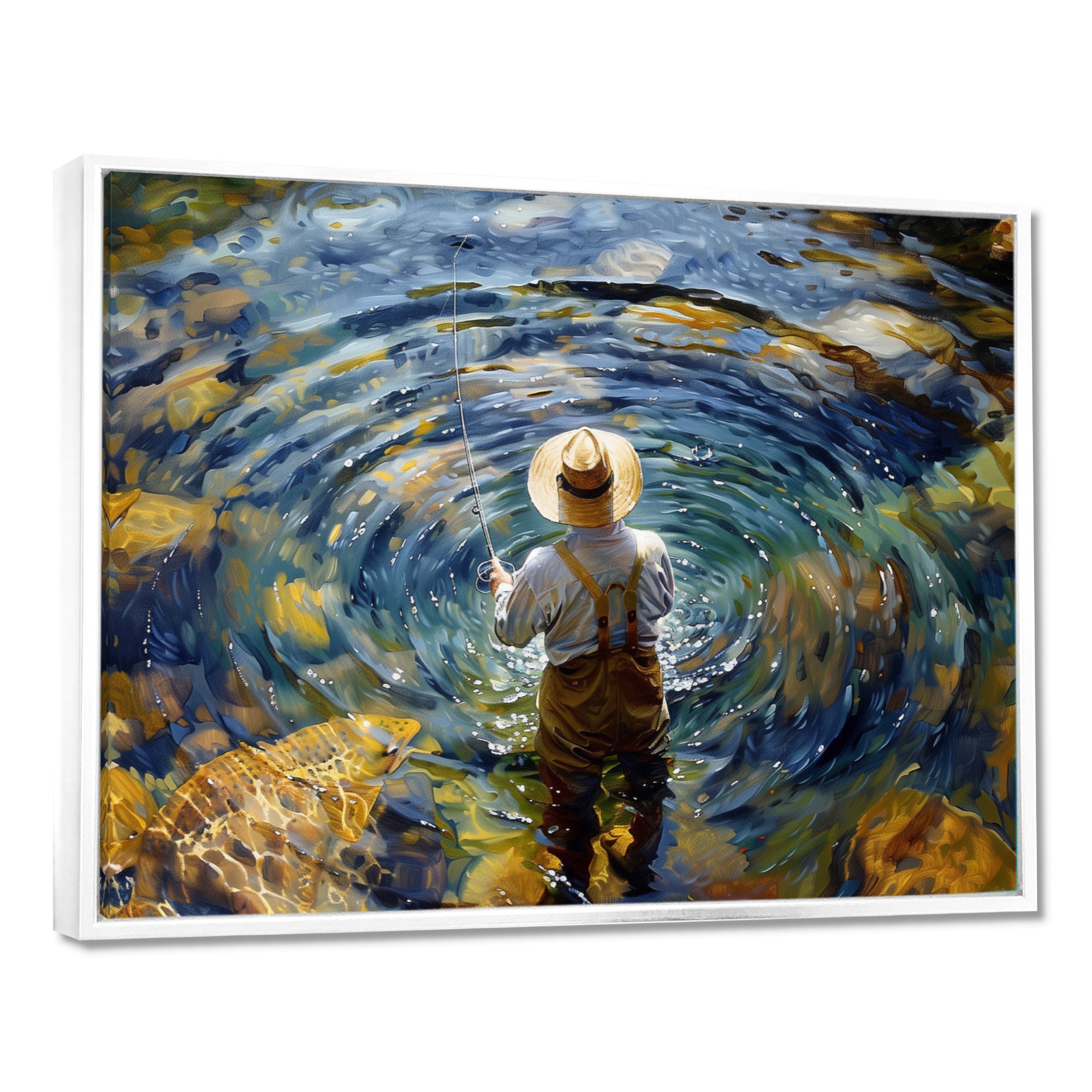 River Trout Fishing In The Mountains I - Hunting & Fishing Canvas Wall Art