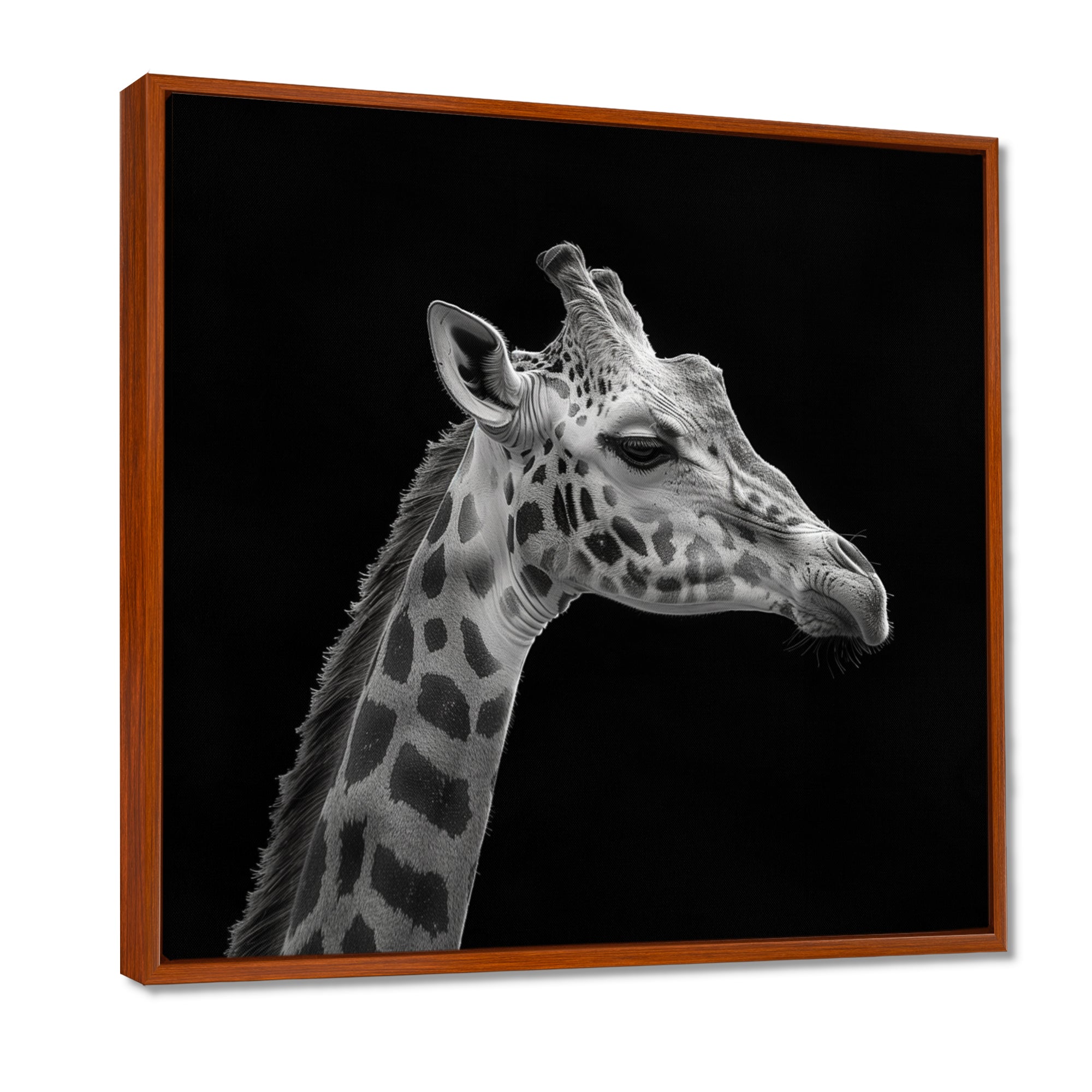 Giraffe profile on black - Gray Giraffe Wall Art