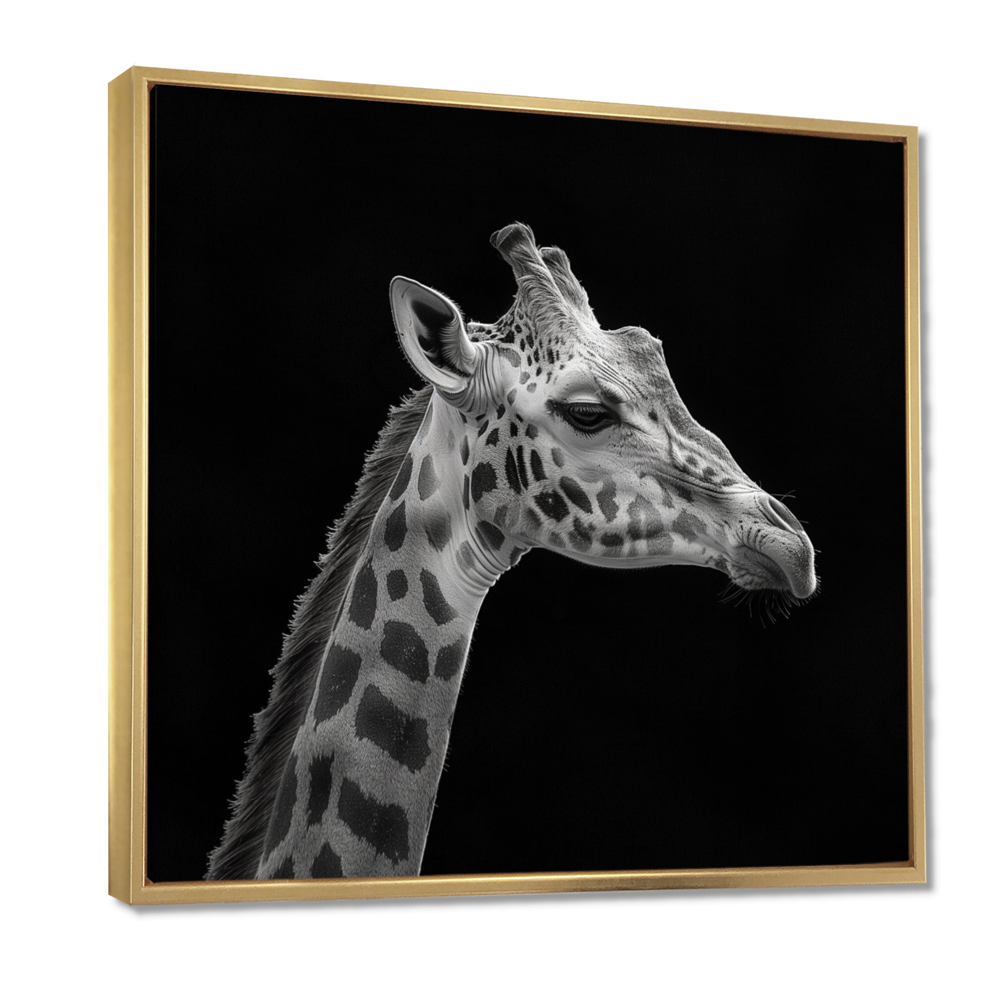 Giraffe profile on black - Gray Giraffe Wall Art