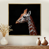 Brown giraffe profile on black - White Giraffe Wall Art