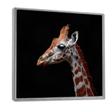 Brown giraffe profile on black - White Giraffe Wall Art