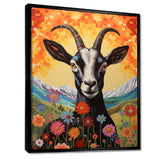 Mountain Goat in colorful meadows - Goat Large Canvas Wall Art