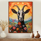 Mountain Goat in colorful meadows - Goat Large Canvas Wall Art