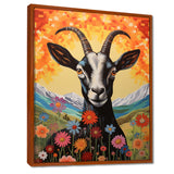 Mountain Goat in colorful meadows - Goat Large Canvas Wall Art