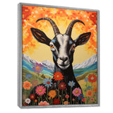 Mountain Goat in colorful meadows - Goat Large Canvas Wall Art