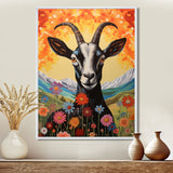 Mountain Goat in colorful meadows - Goat Large Canvas Wall Art