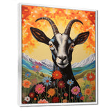 Mountain Goat in colorful meadows - Goat Large Canvas Wall Art