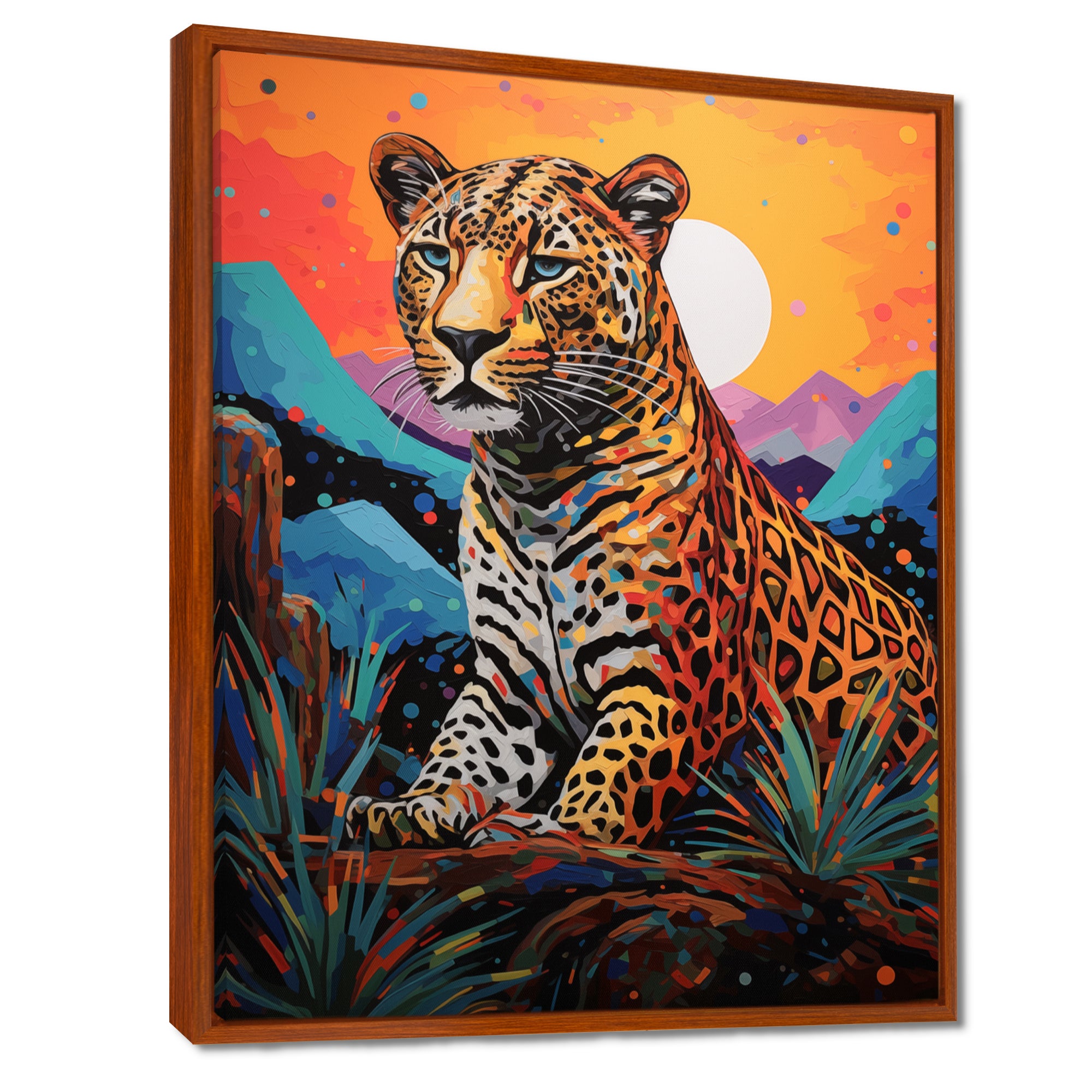 Cheetah in colorful mountain Sahara landscape - Cheetah Canvas Wall Art