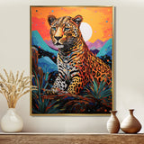 Cheetah in colorful mountain Sahara landscape - Cheetah Canvas Wall Art