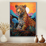 Cheetah in colorful mountain Sahara landscape - Cheetah Canvas Wall Art