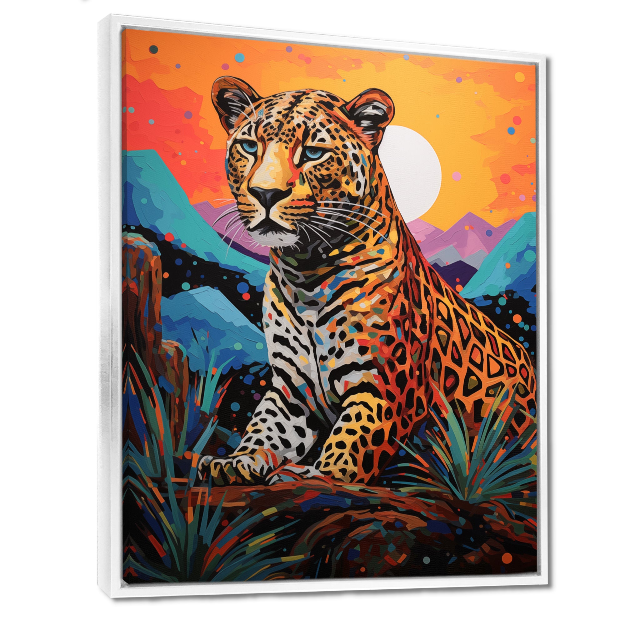Cheetah in colorful mountain Sahara landscape - Cheetah Canvas Wall Art