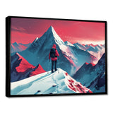 Red Blue Winter Mountain Views Hiking I - Hiking Canvas Wall Art