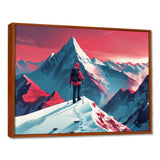 Red Blue Winter Mountain Views Hiking I - Hiking Canvas Wall Art