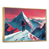 Red Blue Winter Mountain Views Hiking I - Hiking Canvas Wall Art