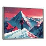Red Blue Winter Mountain Views Hiking I - Hiking Canvas Wall Art