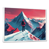 Red Blue Winter Mountain Views Hiking I - Hiking Canvas Wall Art