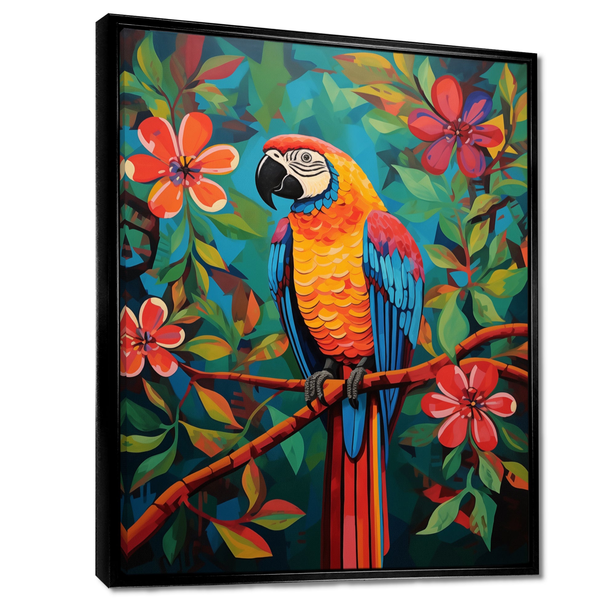 Orange blue Parrot in the African jungle - Parrot Wall Art Prints