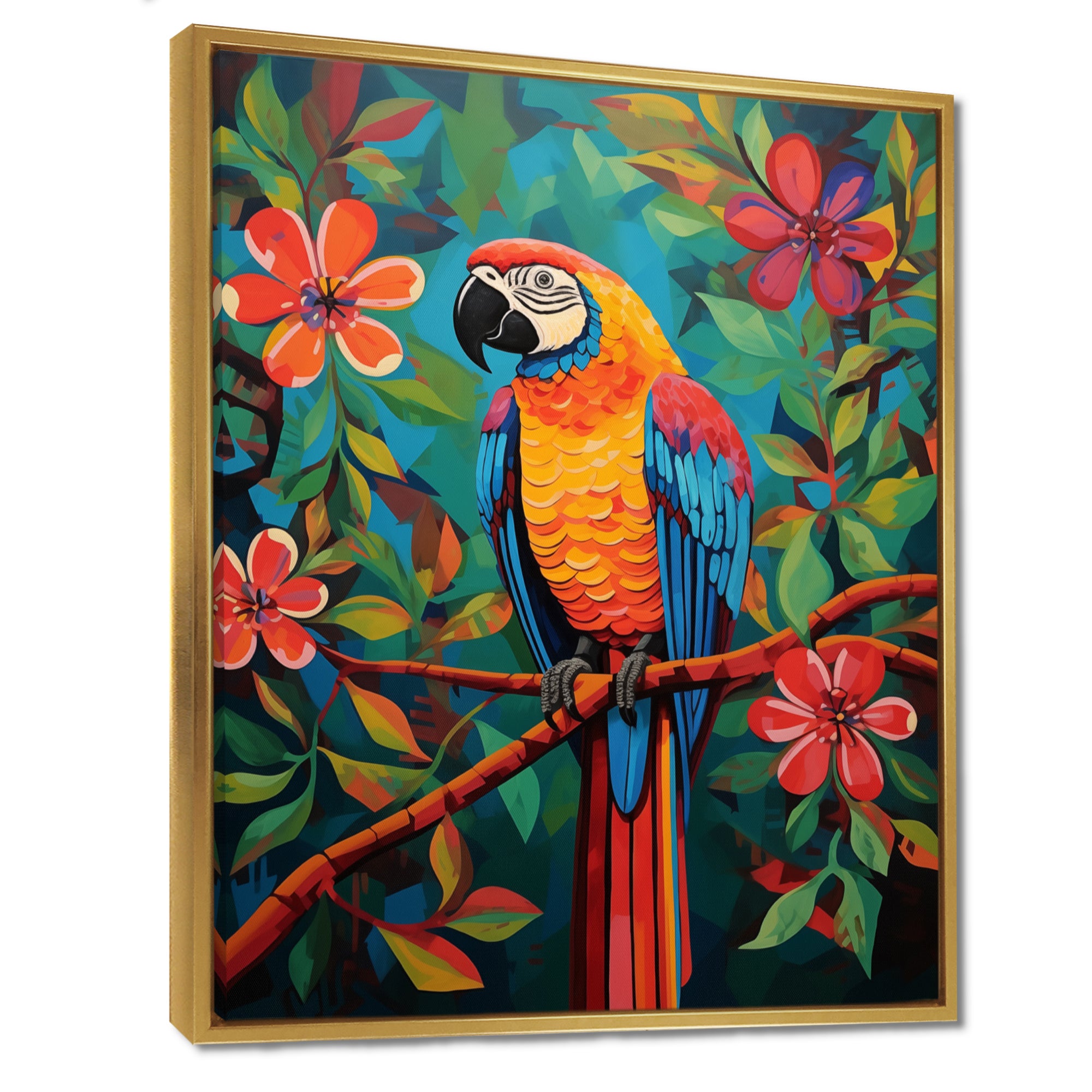 Orange blue Parrot in the African jungle - Parrot Wall Art Prints