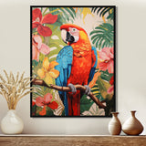 Red blue Parrot in the African jungle - Red Parrot Wall Art