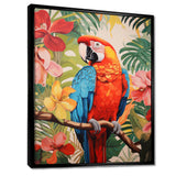 Red blue Parrot in the African jungle - Red Parrot Wall Art