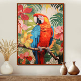 Red blue Parrot in the African jungle - Red Parrot Wall Art