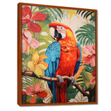 Red blue Parrot in the African jungle - Red Parrot Wall Art