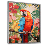 Red blue Parrot in the African jungle - Red Parrot Wall Art